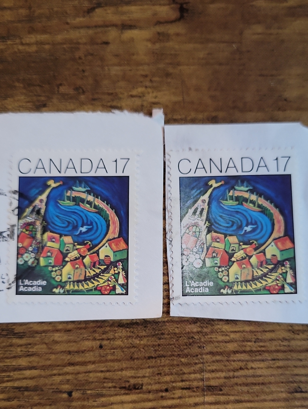 Canada 17 L'Acadie Acadia Colorful Village Art Stamp - Blue & Multicolor